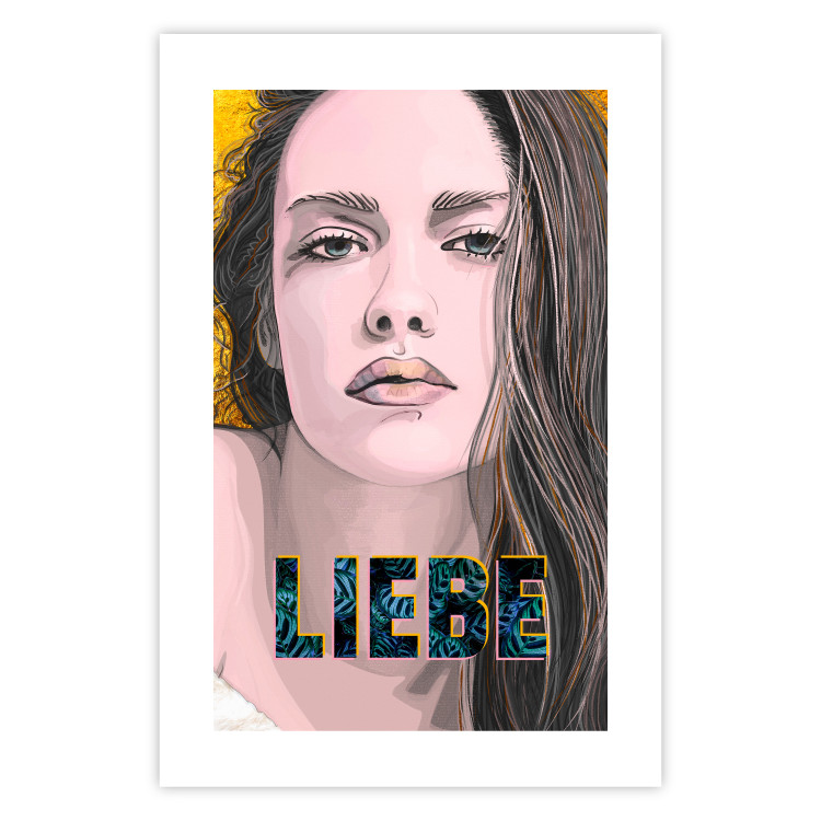 Poster Liebe - dark German text "love" on a portrait of a woman 125365 additionalImage 25