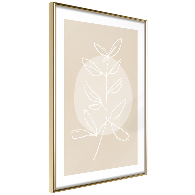 Poster Bright Twig - white line art plant with leaves on a light beige background 125665 additionalImage 6