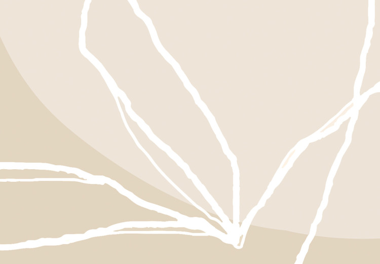 Poster Bright Twig - white line art plant with leaves on a light beige background 125665 additionalImage 11