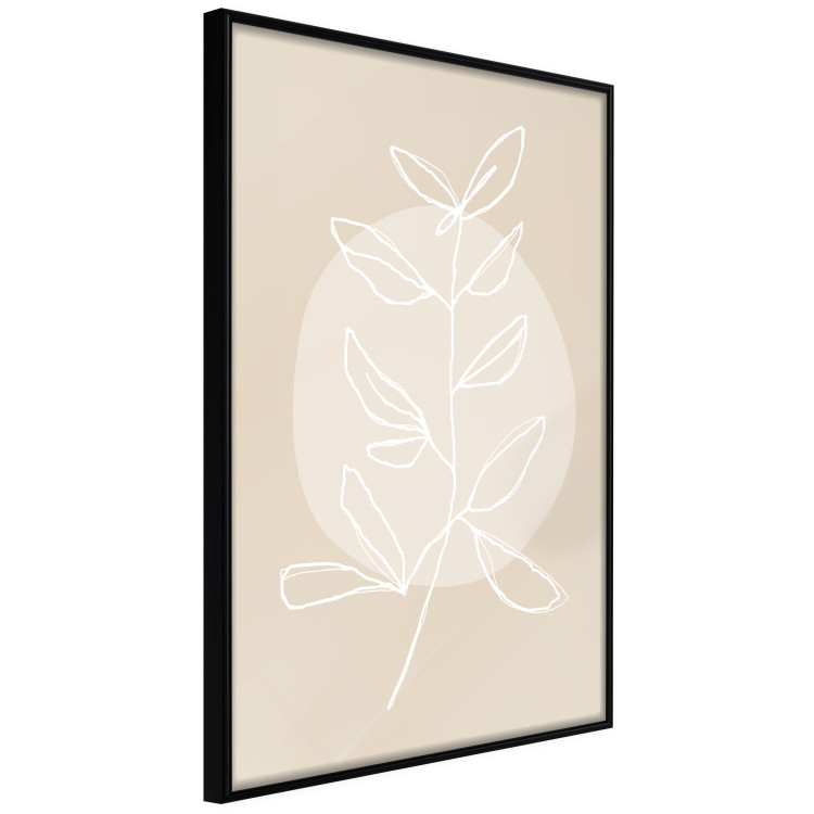 Poster Bright Twig - white line art plant with leaves on a light beige background 125665 additionalImage 10