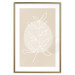 Poster Bright Twig - white line art plant with leaves on a light beige background 125665 additionalThumb 14