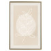 Poster Bright Twig - white line art plant with leaves on a light beige background 125665 additionalThumb 19