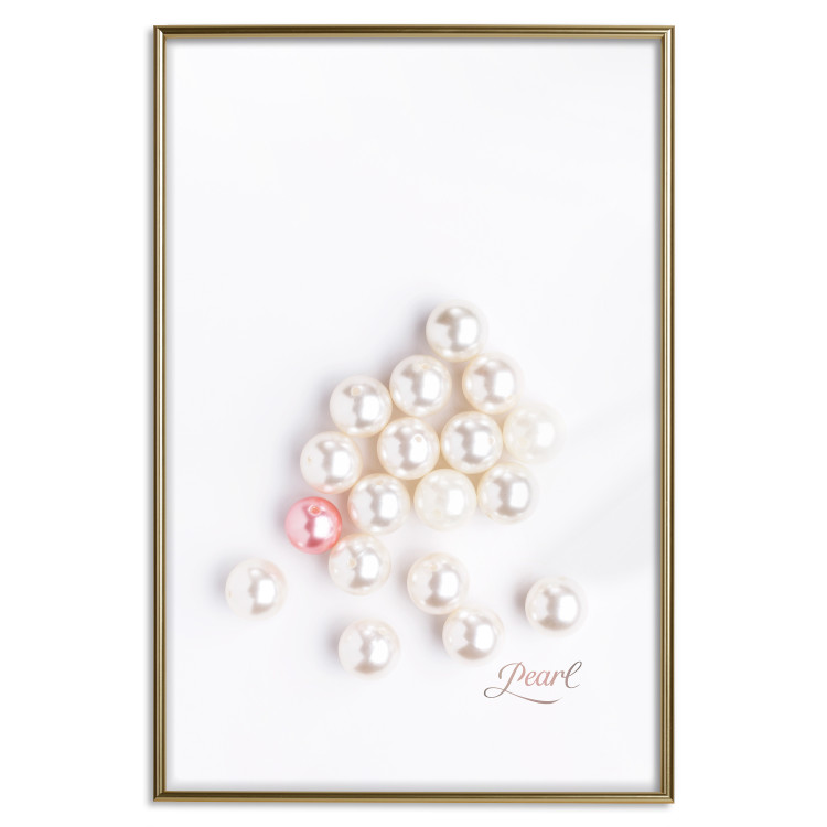 Wall Poster Pearl - white and red pearls with English text on a light background 125865 additionalImage 17