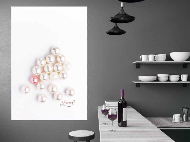 Wall Poster Pearl - white and red pearls with English text on a light background 125865 additionalImage 18