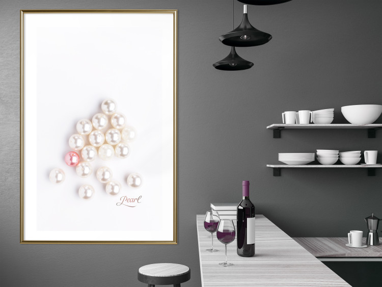 Wall Poster Pearl - white and red pearls with English text on a light background 125865 additionalImage 13