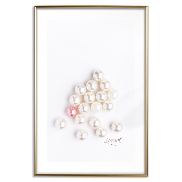 Wall Poster Pearl - white and red pearls with English text on a light background 125865 additionalImage 20