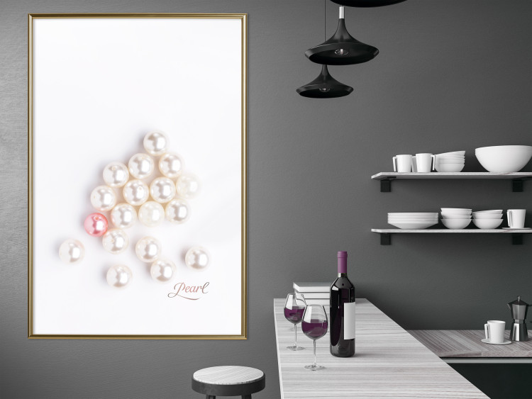 Wall Poster Pearl - white and red pearls with English text on a light background 125865 additionalImage 5