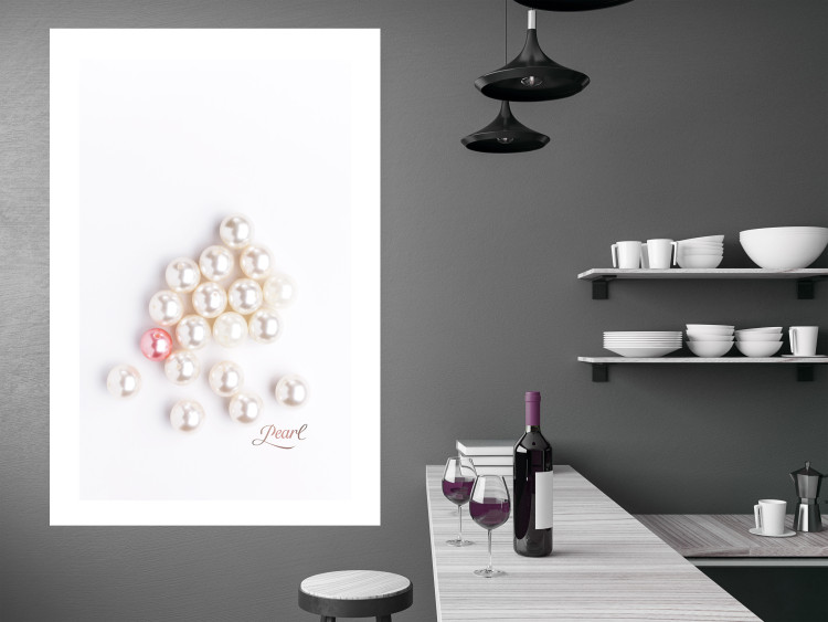 Wall Poster Pearl - white and red pearls with English text on a light background 125865 additionalImage 2