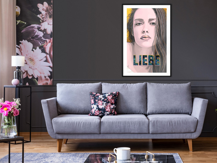 Wall Poster Meine Liebe - colorful portrait of a woman with German inscriptions 126865 additionalImage 18