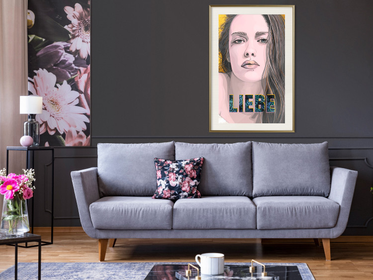 Wall Poster Meine Liebe - colorful portrait of a woman with German inscriptions 126865 additionalImage 22