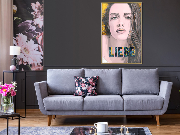 Wall Poster Meine Liebe - colorful portrait of a woman with German inscriptions 126865 additionalImage 7