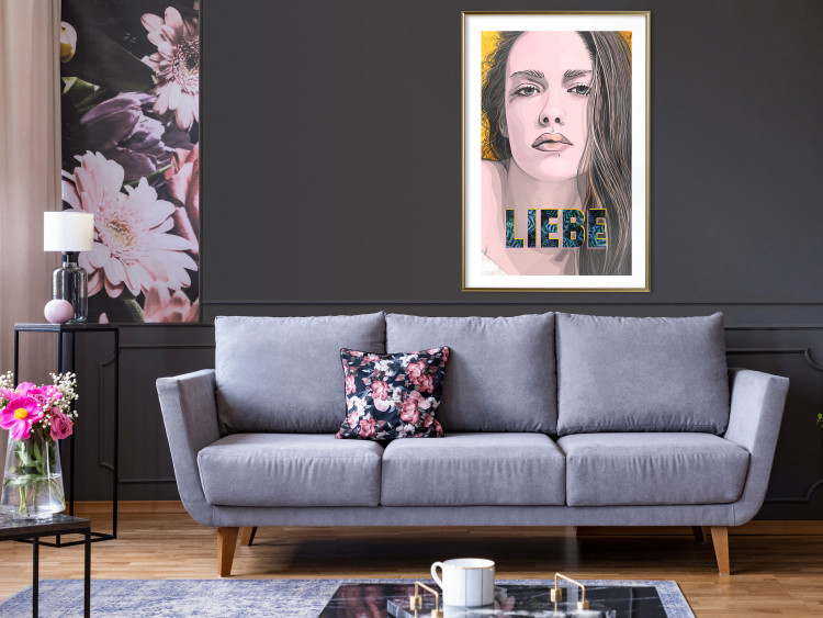 Wall Poster Meine Liebe - colorful portrait of a woman with German inscriptions 126865 additionalImage 15