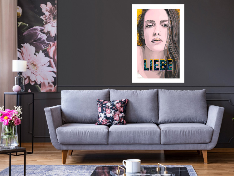 Wall Poster Meine Liebe - colorful portrait of a woman with German inscriptions 126865 additionalImage 5