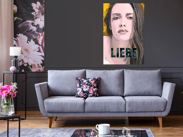 Wall Poster Meine Liebe - colorful portrait of a woman with German inscriptions 126865 additionalImage 4