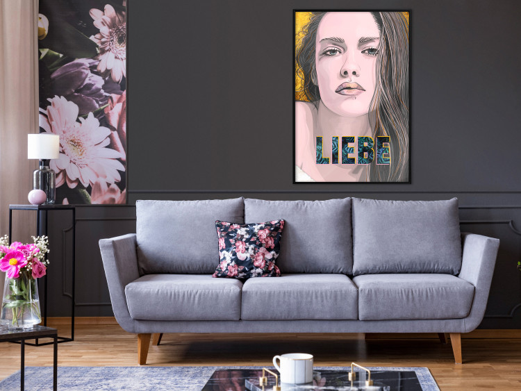 Wall Poster Meine Liebe - colorful portrait of a woman with German inscriptions 126865 additionalImage 6