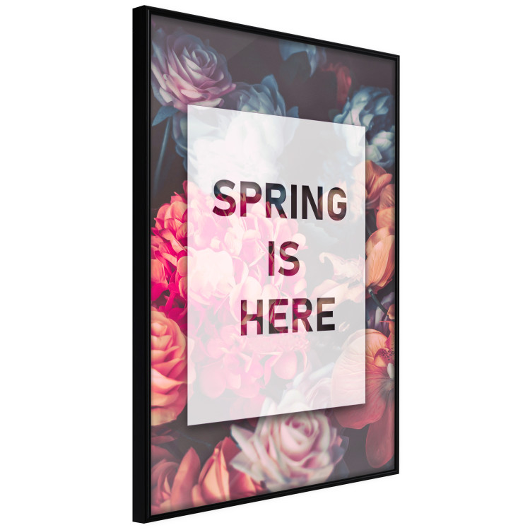 Wall Poster Spring Is Here - English inscriptions in a white frame on a background of flowers 127065 additionalImage 11