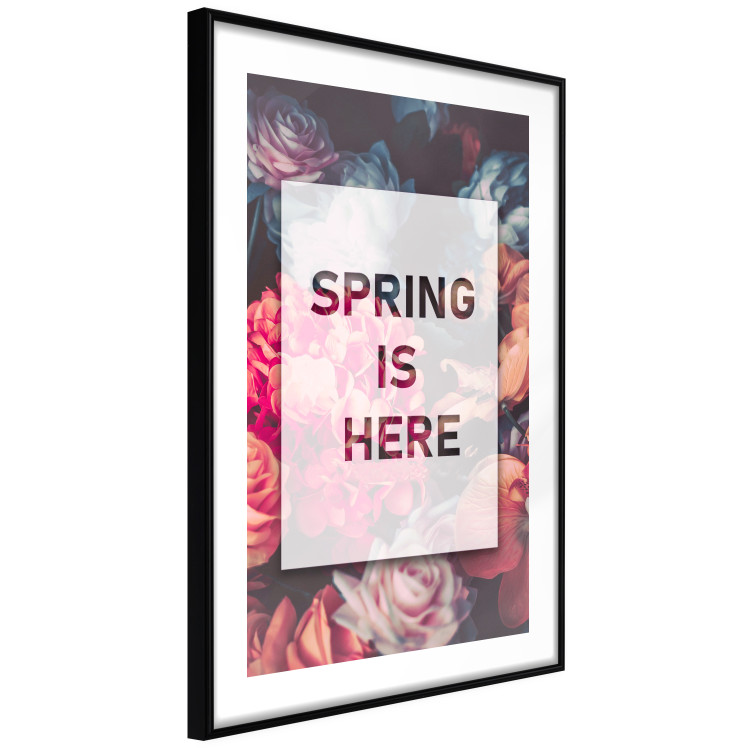 Wall Poster Spring Is Here - English inscriptions in a white frame on a background of flowers 127065 additionalImage 8