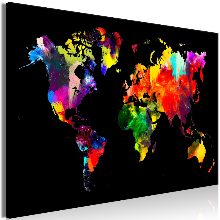 Canvas Art Print Children of the World (1-part) wide - abstract colorful continents 128065 additionalImage 2