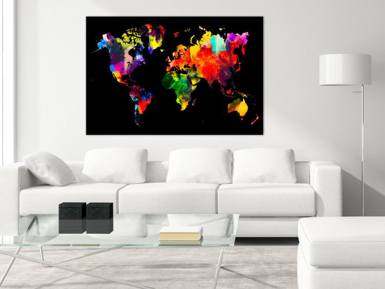 Canvas Art Print Children of the World (1-part) wide - abstract colorful continents 128065 additionalImage 3