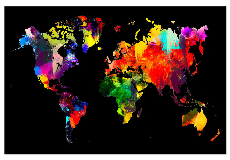Canvas Art Print Children of the World (1-part) wide - abstract colorful continents 128065