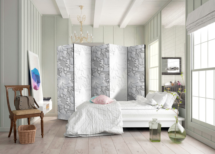 Room Divider Floral Inspirations (5-piece) - decorative composition in white flowers 128965 additionalImage 4