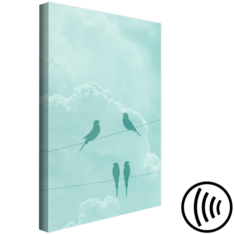 Canvas Celadon Sky (1-part) vertical - abstract birds in the sky 129565 additionalImage 6