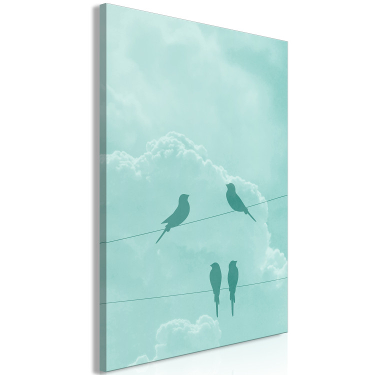 Canvas Celadon Sky (1-part) vertical - abstract birds in the sky 129565 additionalImage 2