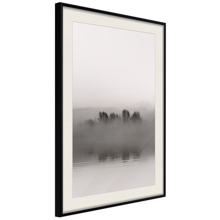 Wall Poster Island of Mists - black and white lakeside landscape with mist-covered island 130265 additionalImage 2