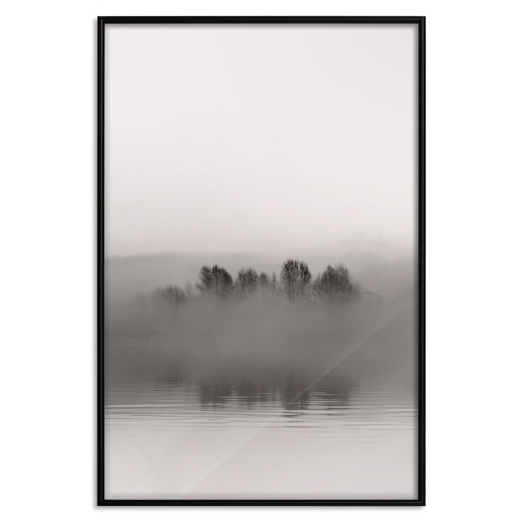 Wall Poster Island of Mists - black and white lakeside landscape with mist-covered island 130265 additionalImage 18