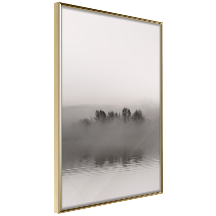 Wall Poster Island of Mists - black and white lakeside landscape with mist-covered island 130265 additionalImage 12