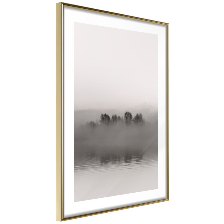 Wall Poster Island of Mists - black and white lakeside landscape with mist-covered island 130265 additionalImage 9