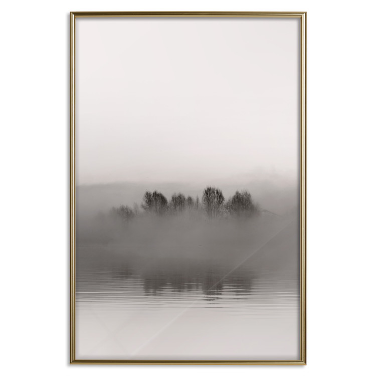 Wall Poster Island of Mists - black and white lakeside landscape with mist-covered island 130265 additionalImage 17