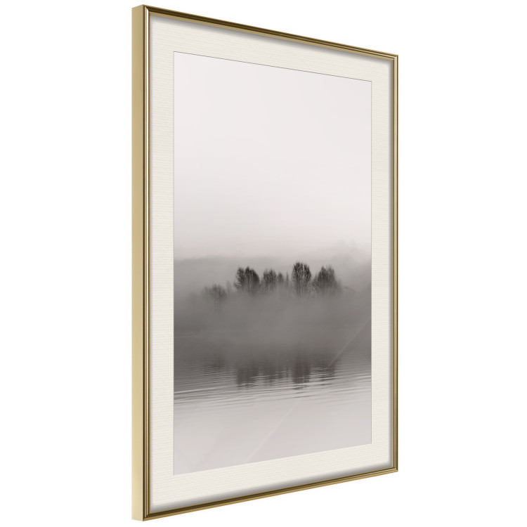 Wall Poster Island of Mists - black and white lakeside landscape with mist-covered island 130265 additionalImage 3
