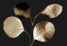 Canvas Print Golden Twilight (3-piece) - glamour-style plants on black background 131965 additionalThumb 5