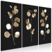 Canvas Print Golden Twilight (3-piece) - glamour-style plants on black background 131965 additionalThumb 2