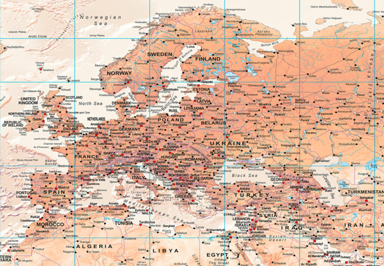 Large canvas print World Map: Orange World II [Large Format] 132365 additionalImage 3