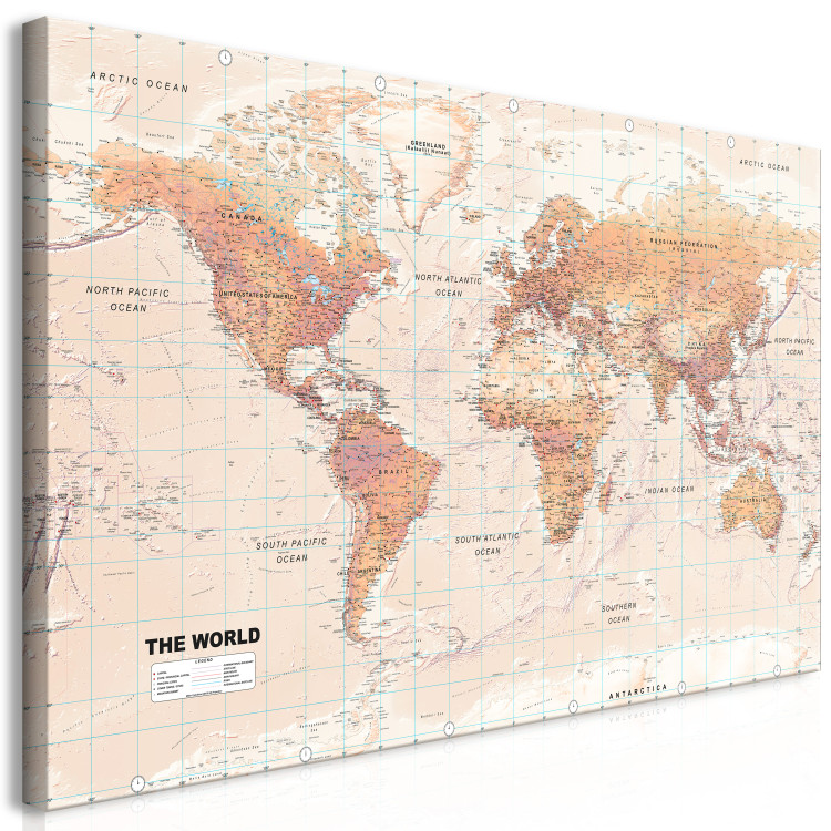 Large canvas print World Map: Orange World II [Large Format] 132365 additionalImage 2