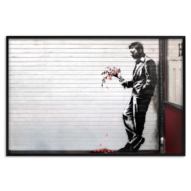 Wall Poster In Love - man with flowers against a white gate in Banksy style 132465 additionalImage 21