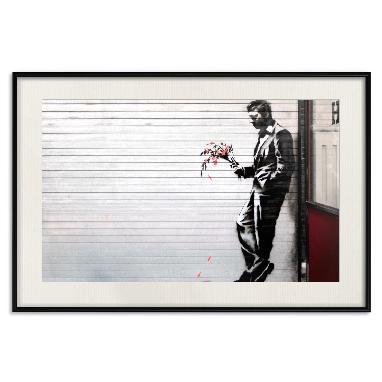 Wall Poster In Love - man with flowers against a white gate in Banksy style 132465 additionalImage 20