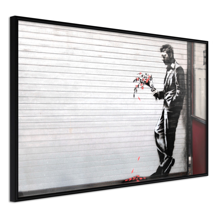 Wall Poster In Love - man with flowers against a white gate in Banksy style 132465 additionalImage 10