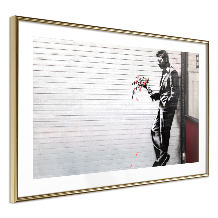 Wall Poster In Love - man with flowers against a white gate in Banksy style 132465 additionalImage 6