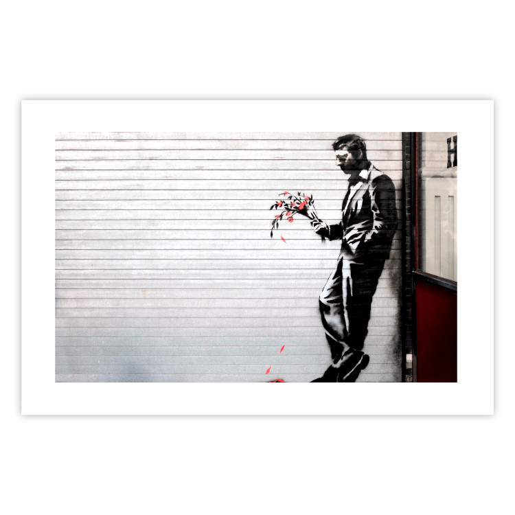 Wall Poster In Love - man with flowers against a white gate in Banksy style 132465 additionalImage 24