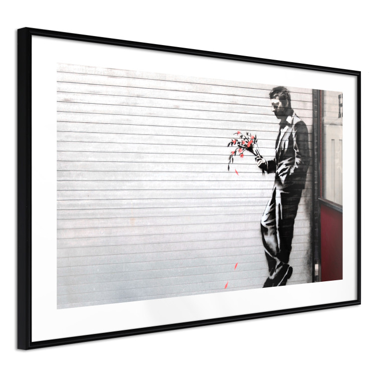 Wall Poster In Love - man with flowers against a white gate in Banksy style 132465 additionalImage 13