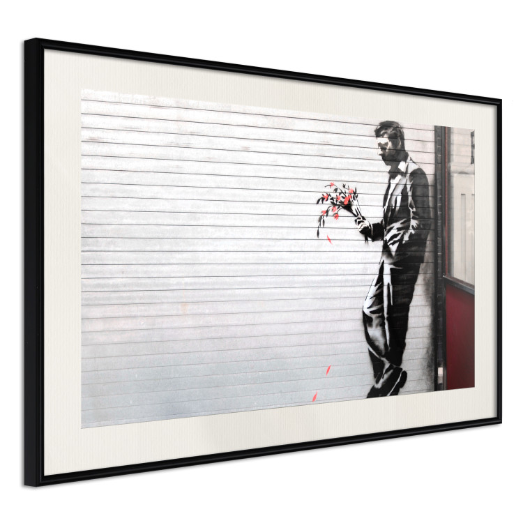 Wall Poster In Love - man with flowers against a white gate in Banksy style 132465 additionalImage 3