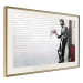 Wall Poster In Love - man with flowers against a white gate in Banksy style 132465 additionalThumb 2