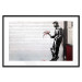 Wall Poster In Love - man with flowers against a white gate in Banksy style 132465 additionalThumb 14
