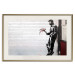 Wall Poster In Love - man with flowers against a white gate in Banksy style 132465 additionalThumb 19