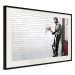 Wall Poster In Love - man with flowers against a white gate in Banksy style 132465 additionalThumb 3