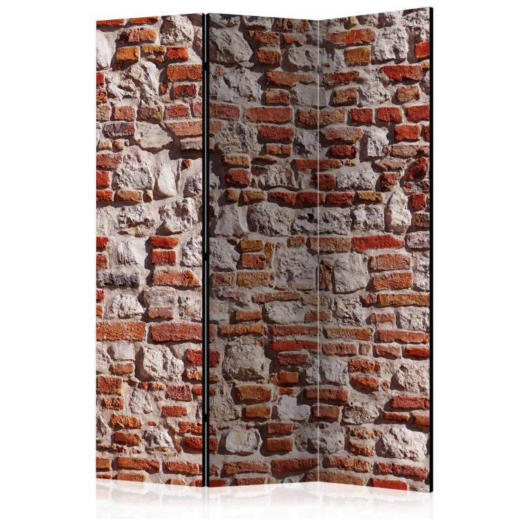 Room Divider Screen Brick Epoch (3-piece) - simple composition in an old red wall 132965