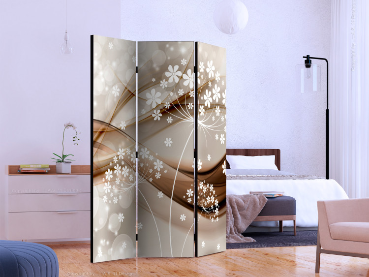 Folding Screen Spring Stories (3-piece) - beige composition in light flowers 133065 additionalImage 2